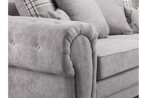Liam Scatterback Sofa Grey 3 Seater Side View